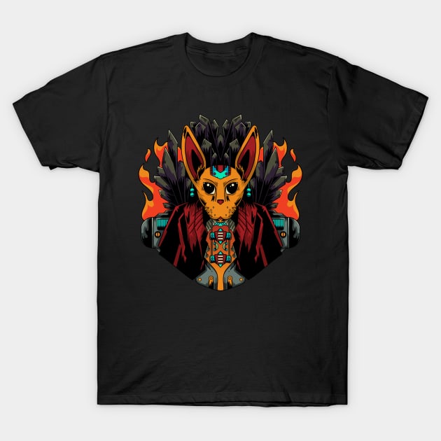 Japanese Samurai Monster Cat T-Shirt by Kumilism